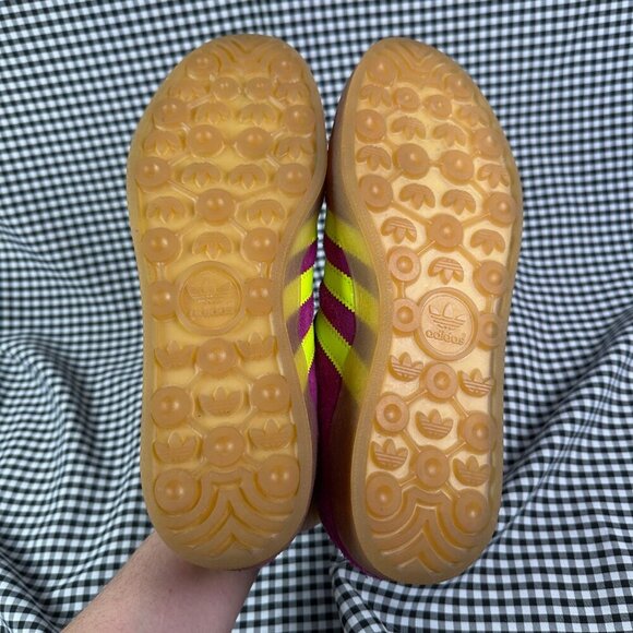 Adidas Gazelle Indoor Shock Purple Fuchsia & Neon Yellow Sneaker Size US 9 - Picture 4 of 6